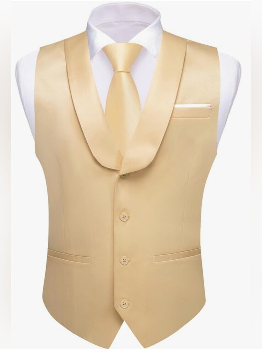 New Large Solid Color Suit Vest with Necktie Cufflinks Bow Tie Set - Picture 2 of 7